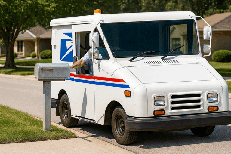 post man delivering mail